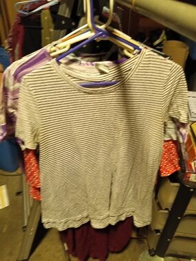 Old Navy Striped Short-Sleeve Crewneck Top in White and Black